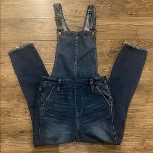 Madewell Classic Blue Denim Distressed Raw Hem Overalls